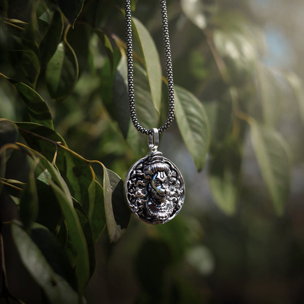 Men's Silver Chain with Hanuman Pendant