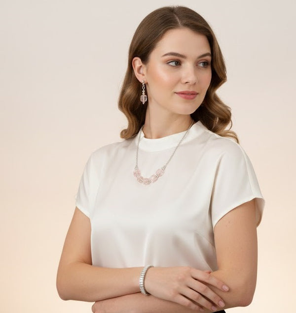 Sliver Plated Artificial Stones Studded Jewellery Set